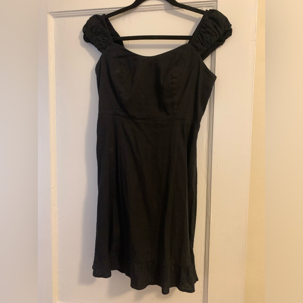 Black linen dress